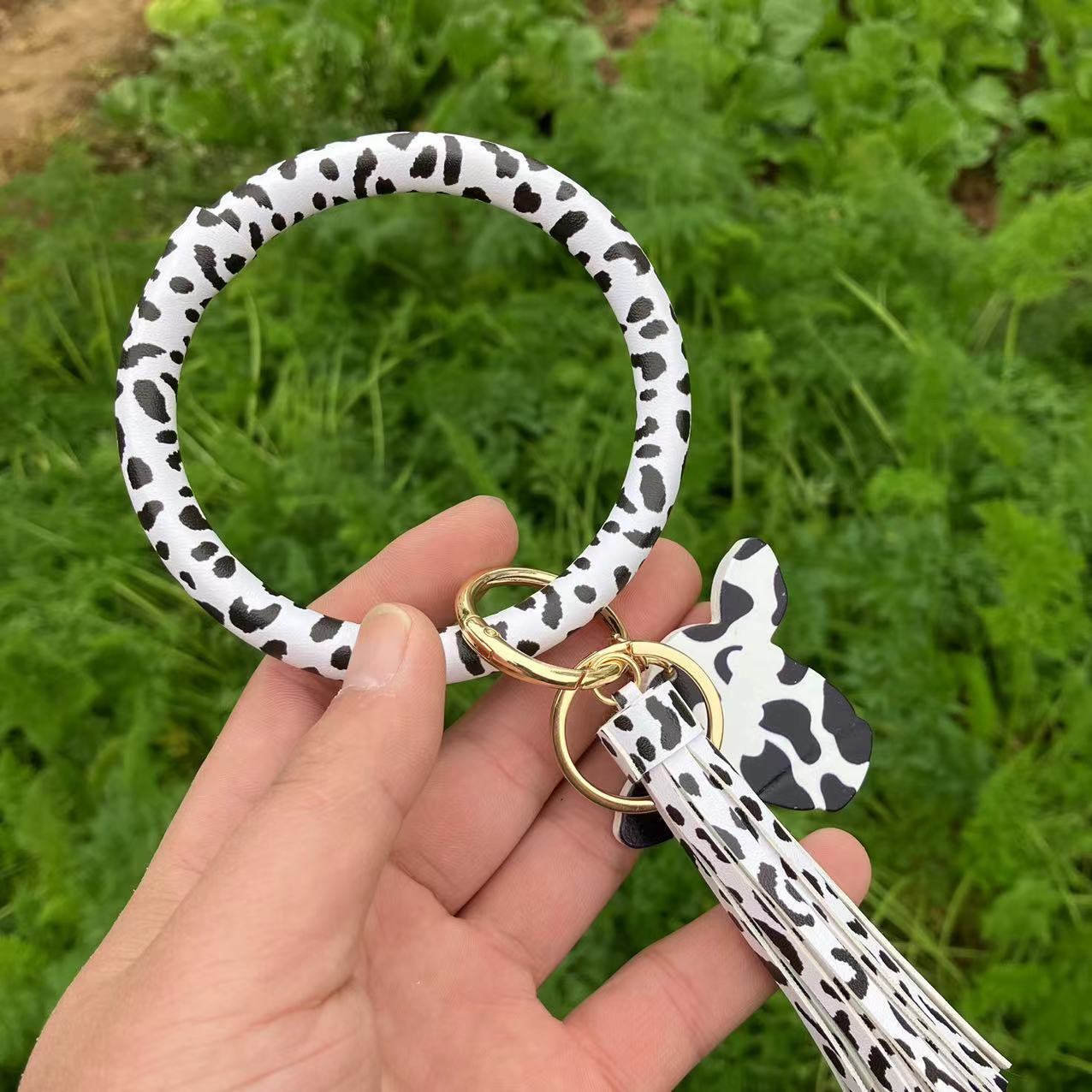 WholesalePU Leather Tassel Bracelet Keychain